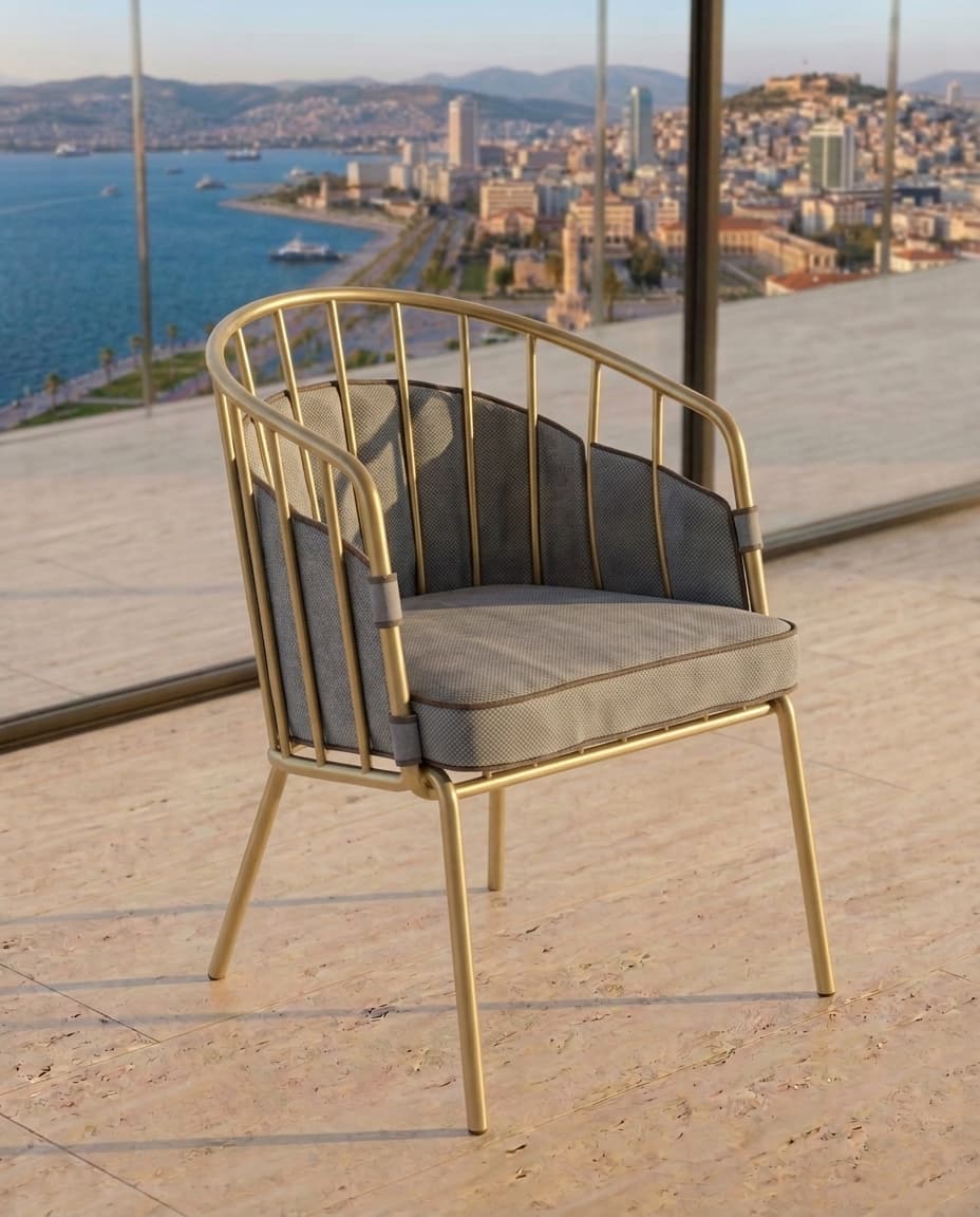 Alora Altın Metal Kollu Sandalye