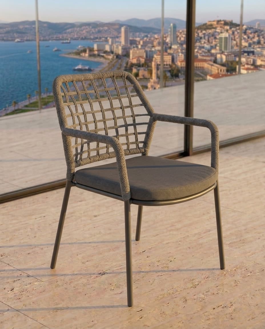 Modern Metal İp Örgü Sandalye