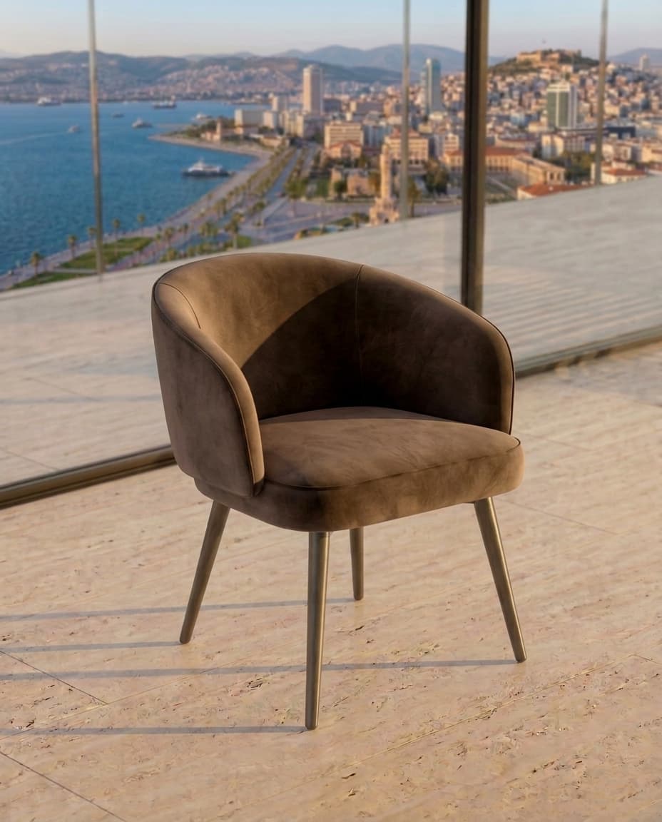Modern Metal Ayaklı Kavisli Sandalye