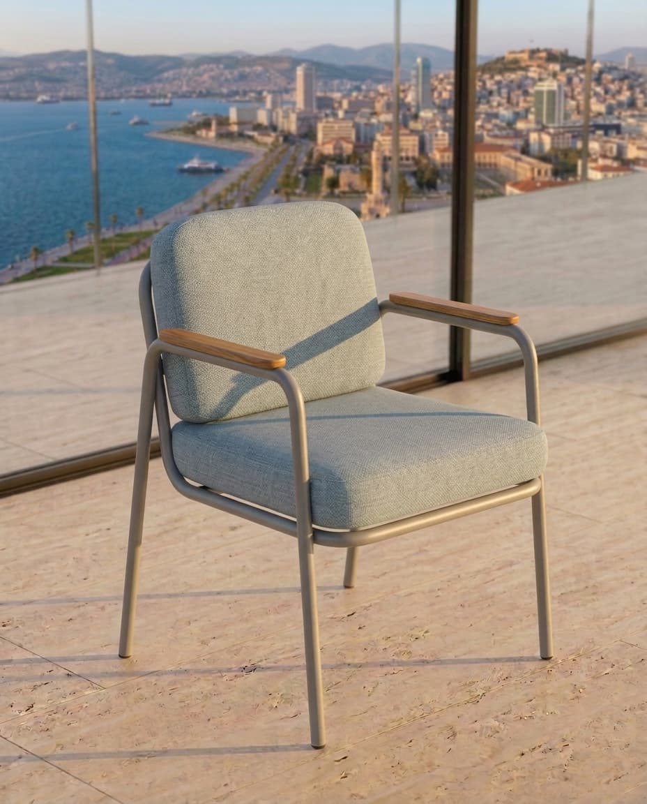 Loft Metal İskeletli Ahşap Detaylı Koltuk