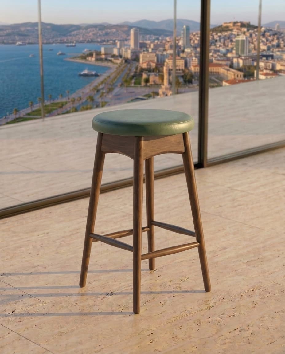 Modern Ahşap Bistro Taburesi