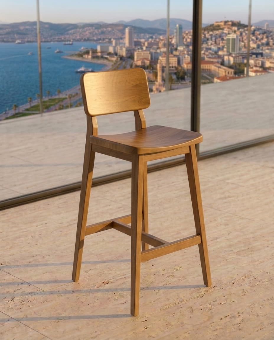 Modern Masif Ahşap Bistro Sandalyesi