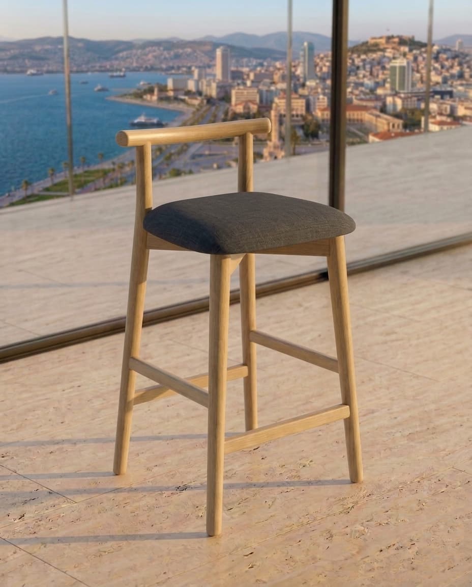 Zeta Ahşap Bistro Taburesi