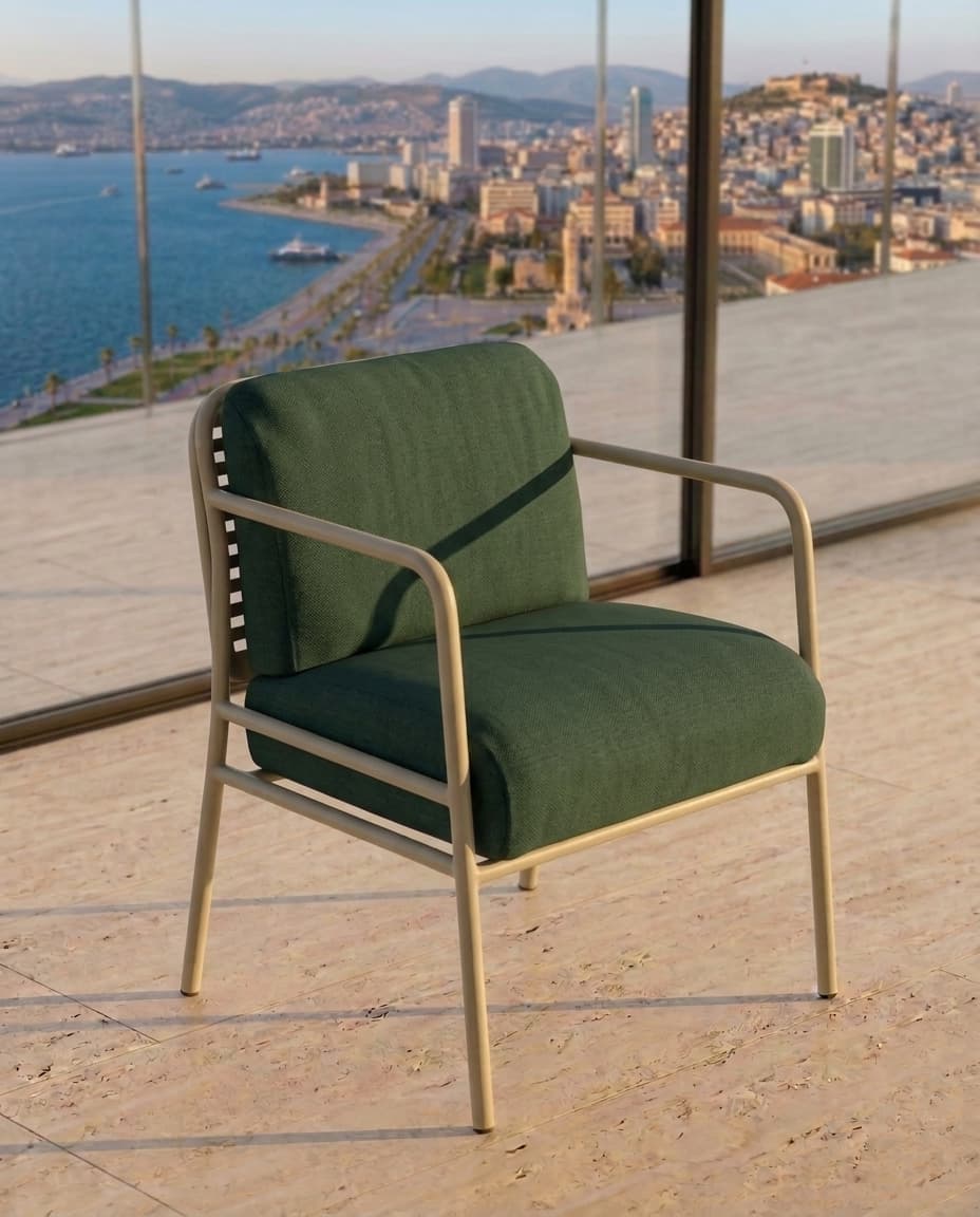 Metal İskeletli Modern Çıtalı Koltuk