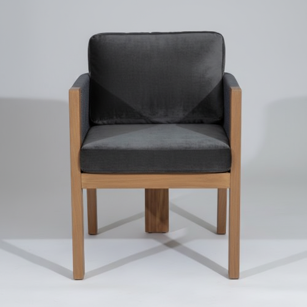 Lüks Ahşap Çerçeveli Minderli Bahçe Sandalyesi