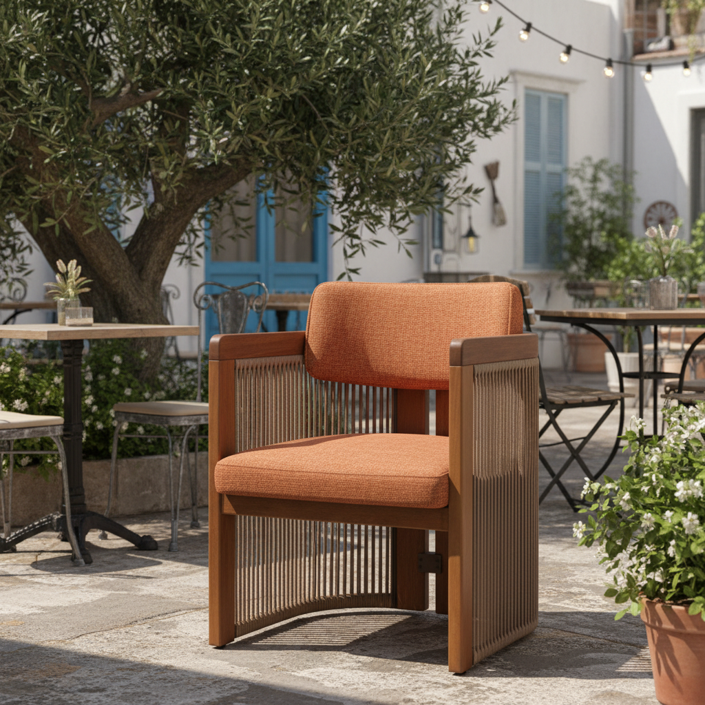 Kordon Örgü Detaylı Ahşap Accent Sandalye