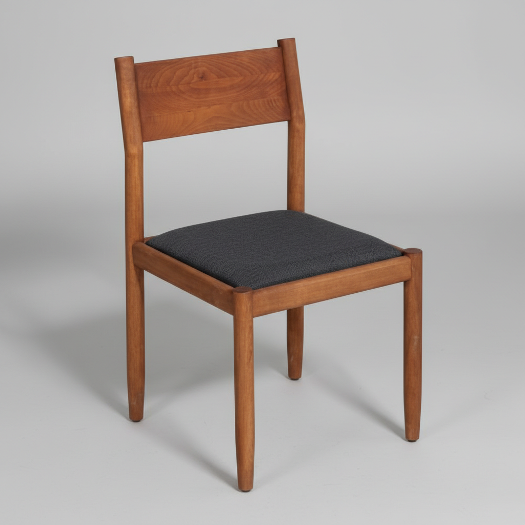 Doğal Ceviz Tonlu Masif Ahşap Yemek Odası Sandalyesi