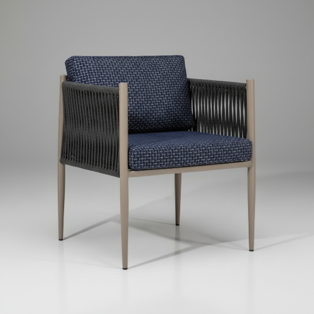 Modern Rope Örgü Detaylı Lüks Dış Mekan Sandalyesi