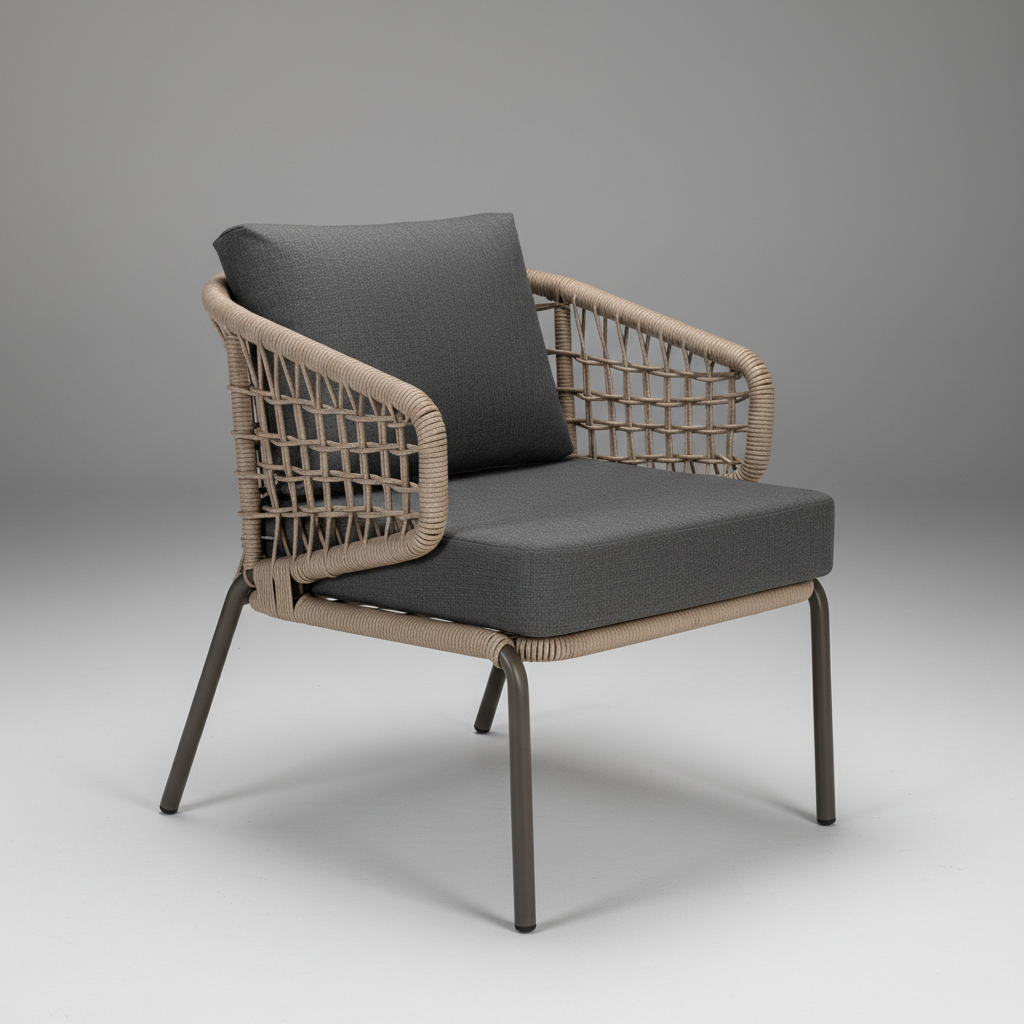 Modern Rattan Örgü Dış Mekan Balkon Sandalyesi (Tekli Koltuk)