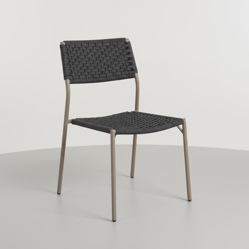 Minimalist Hasır Örgü Metal Bahçe ve Teras Sandalyesi