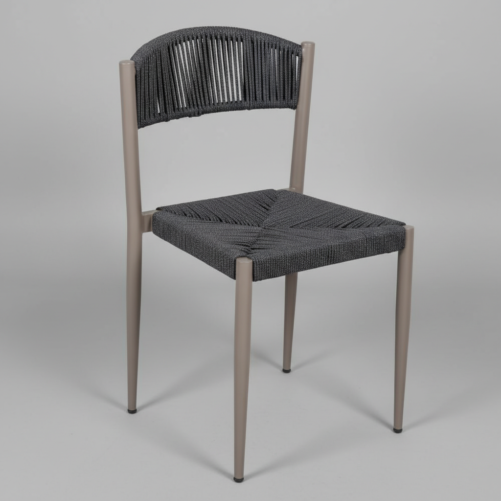 Tana Serisi İp Örgü Metal Bahçe ve Yemek Sandalyesi