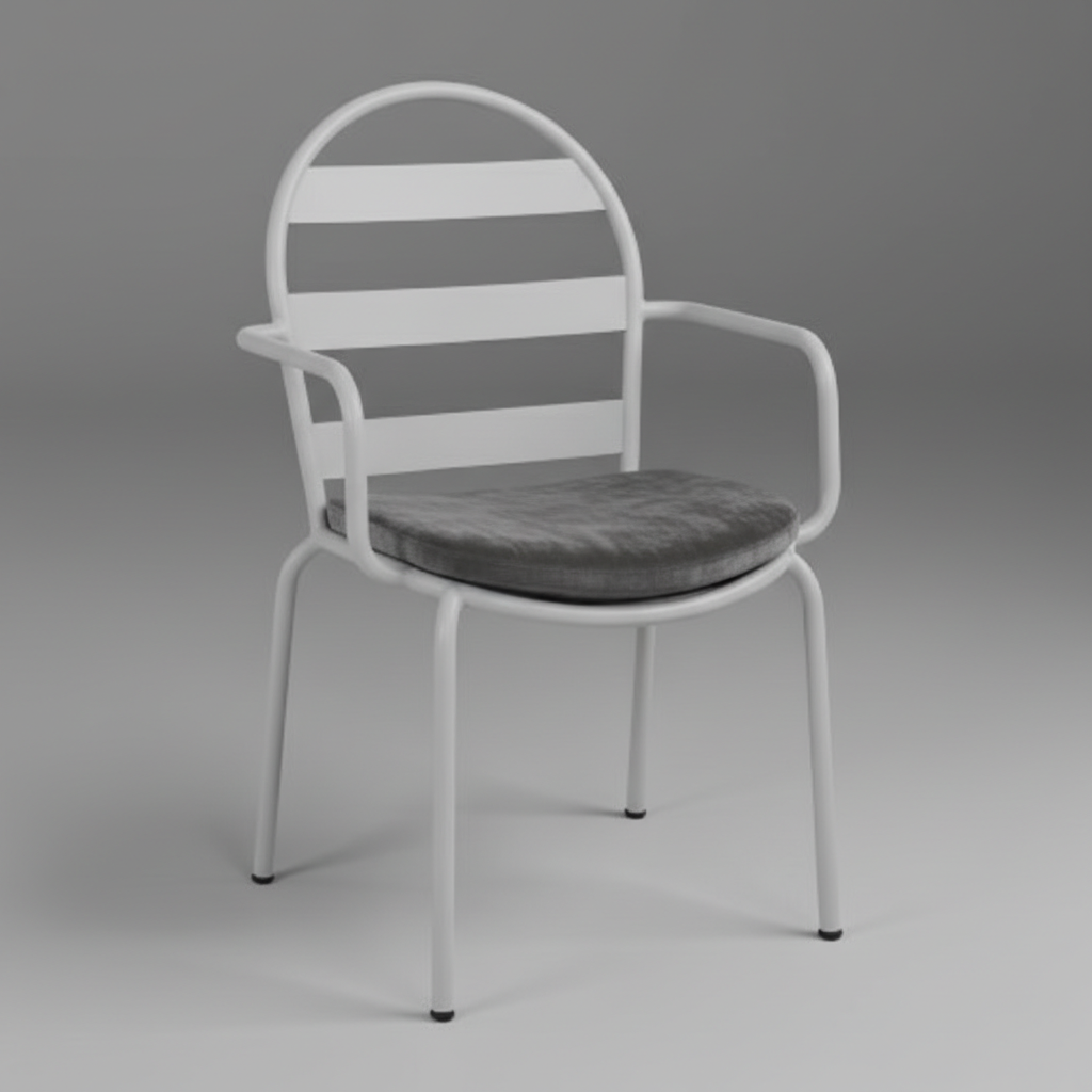 Açık Gri Modern Minimalist Dış Mekan Sandalyesi ve Konfor Minderi