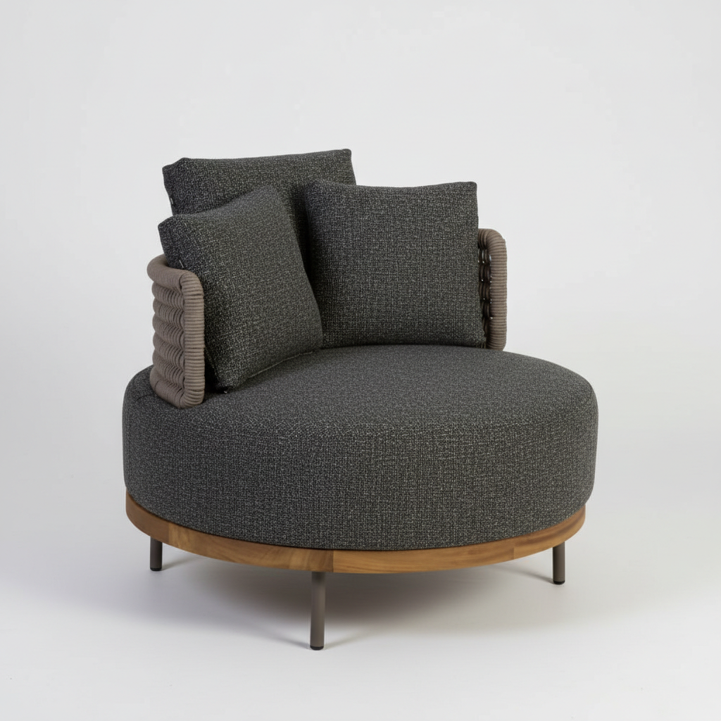 Lüks Yuvarlak Örgü Detaylı Dinlenme Sandalyesi