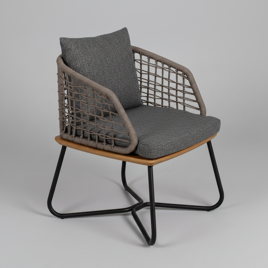 Örgü Detaylı Modern Dış Mekan Konfor Sandalyesi