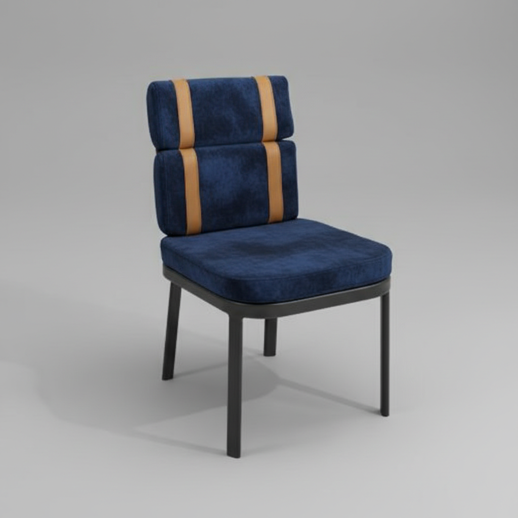 Taba Deri Detaylı Modern Yemek Odası Sandalyesi