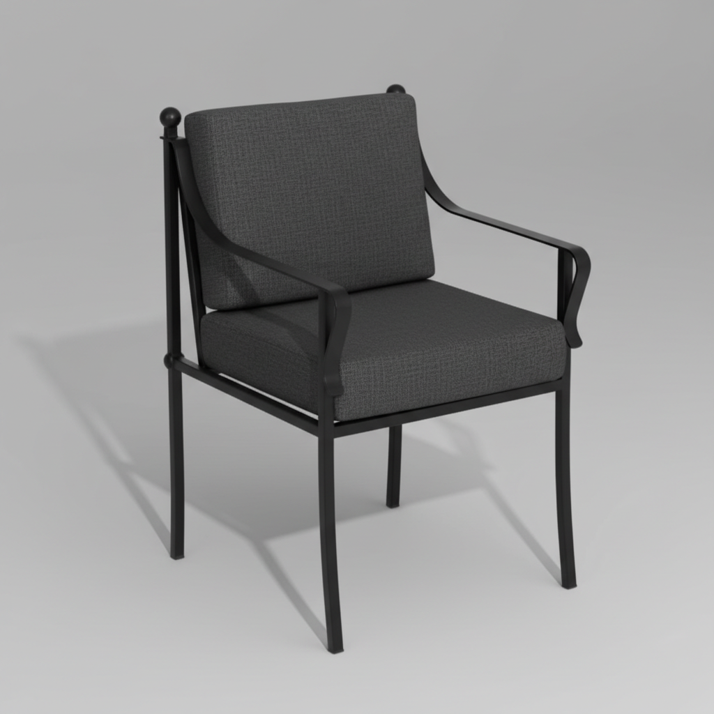 Klasik Ferforje Tarzı Bahçe Sandalyesi - Çizgili Konfor Minderli