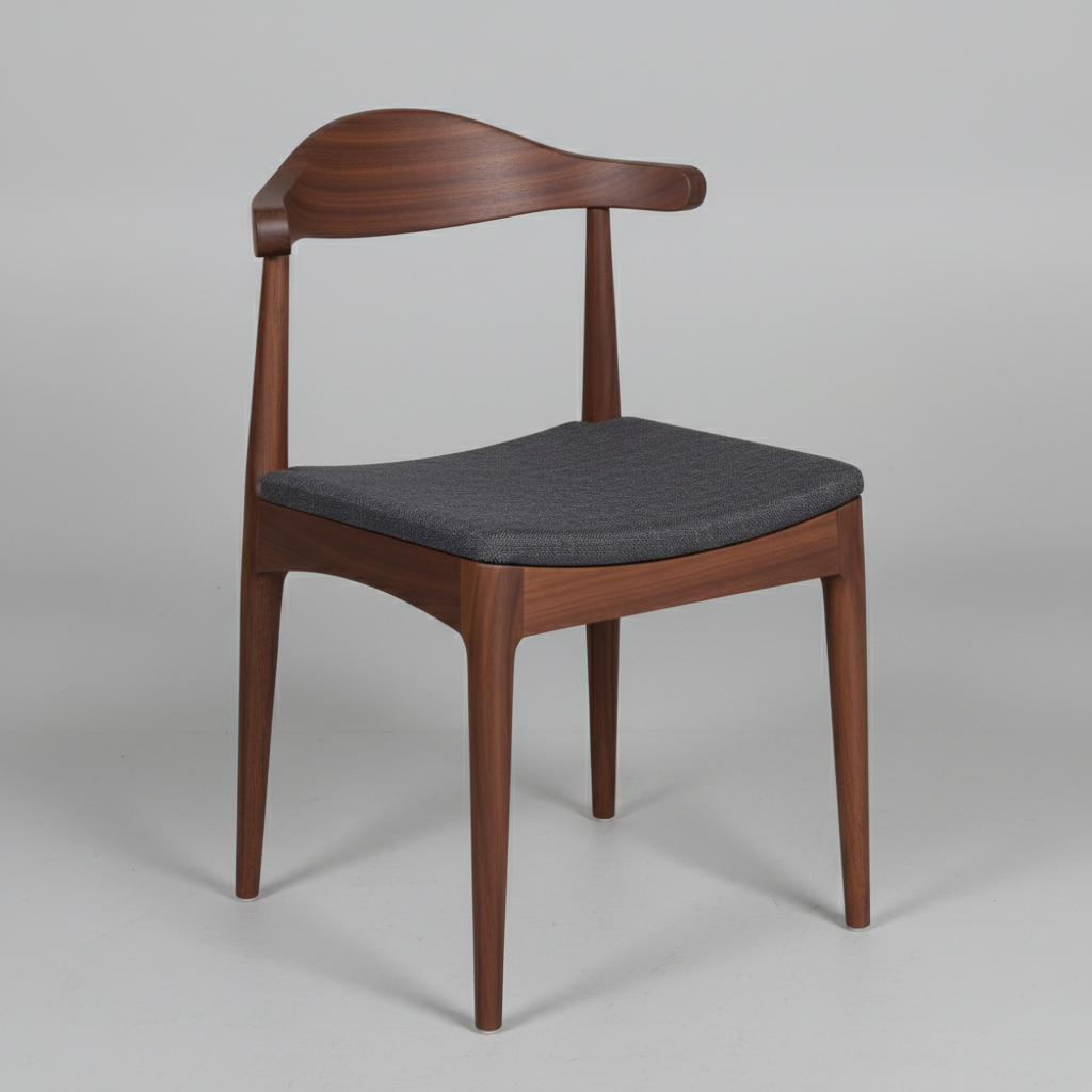 Zamansız Ceviz ve Rattan Mid-Century Dirsek Sandalyesi