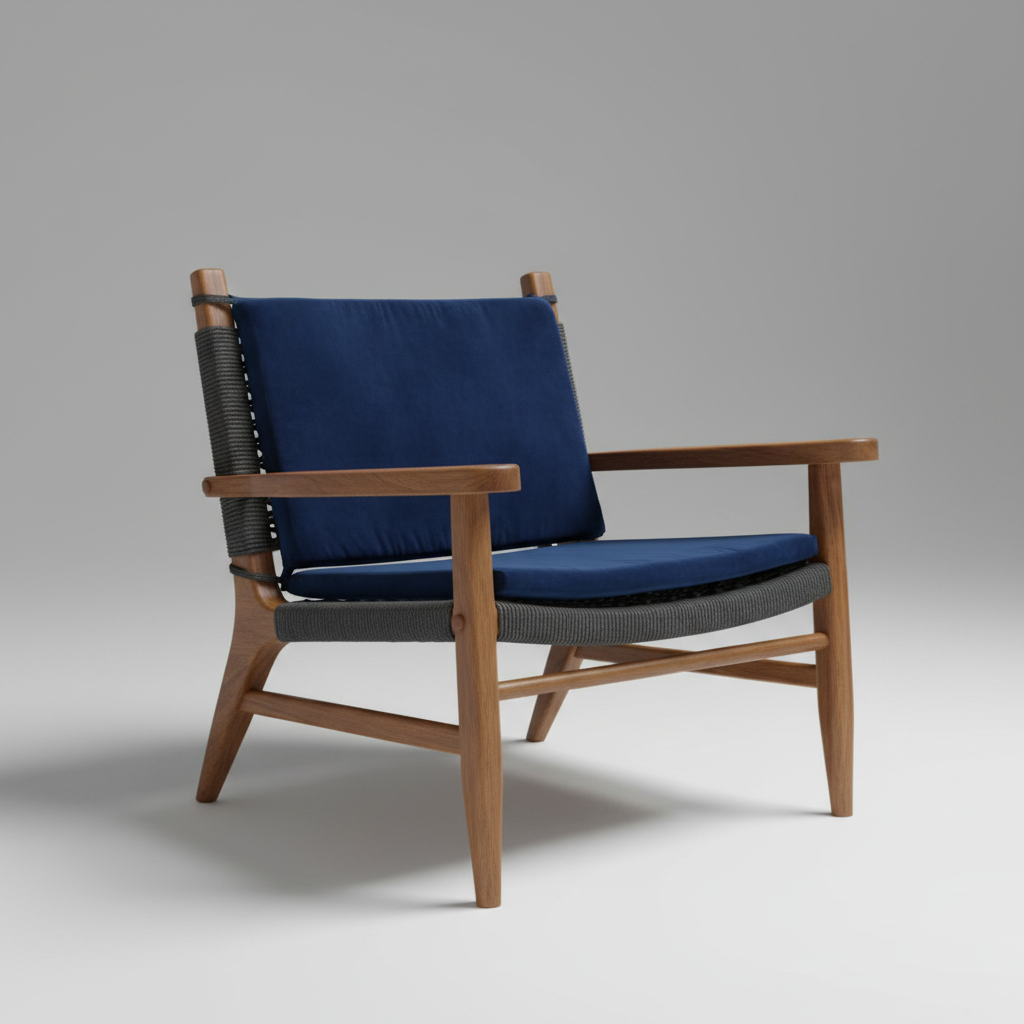 Alora Kollu Ahşap Örme Berjer