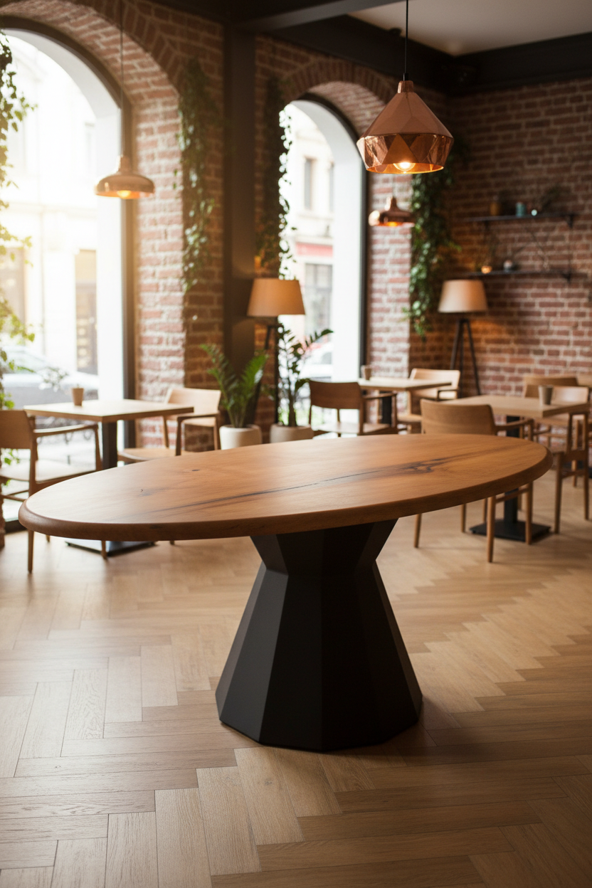 Terra Oval Ahşap Metal Ayaklı Masa