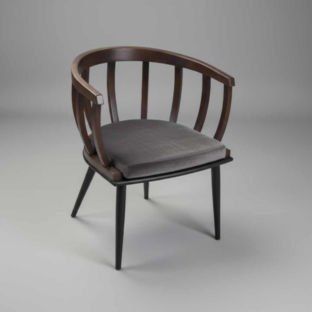 Kora Ahşap Kollu Kumaş Minderli Sandalye