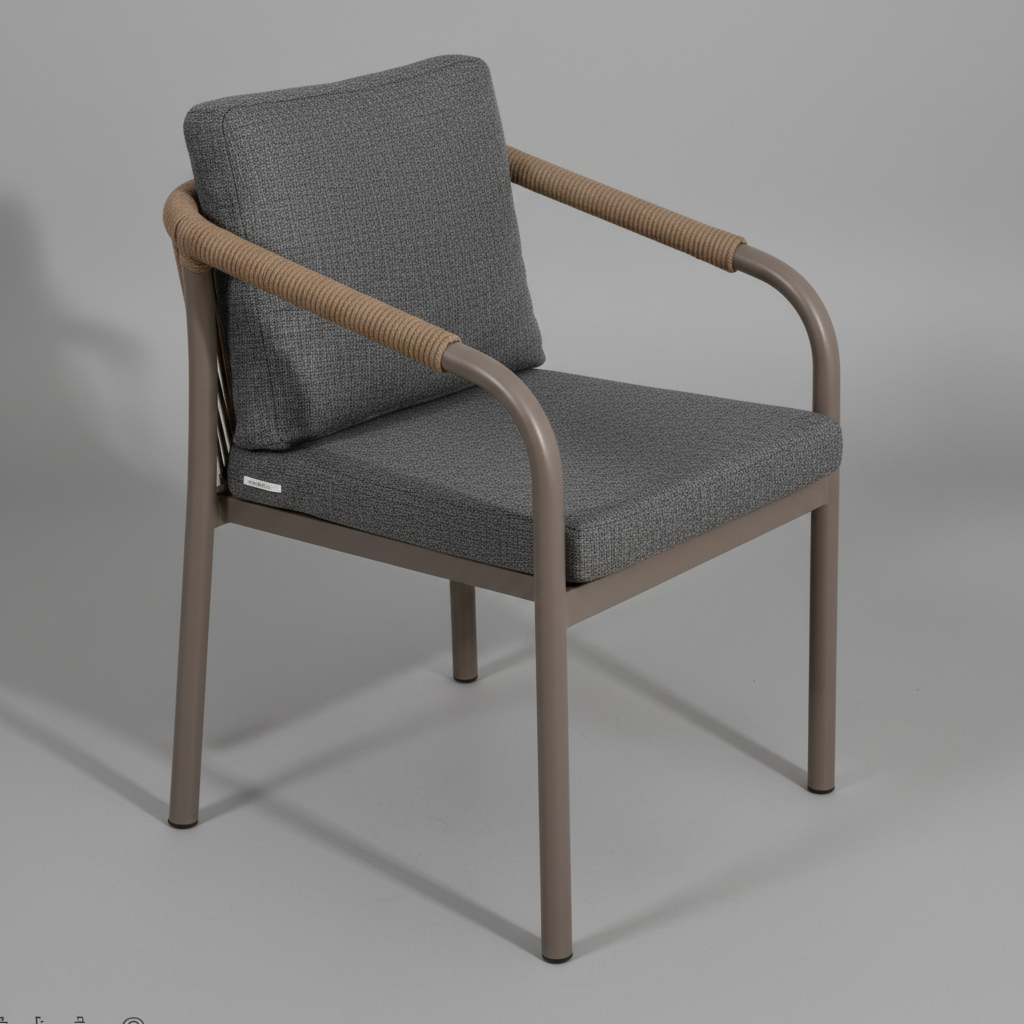 Hasır İp Detaylı Lüks Konfor Dış Mekan Sandalyesi