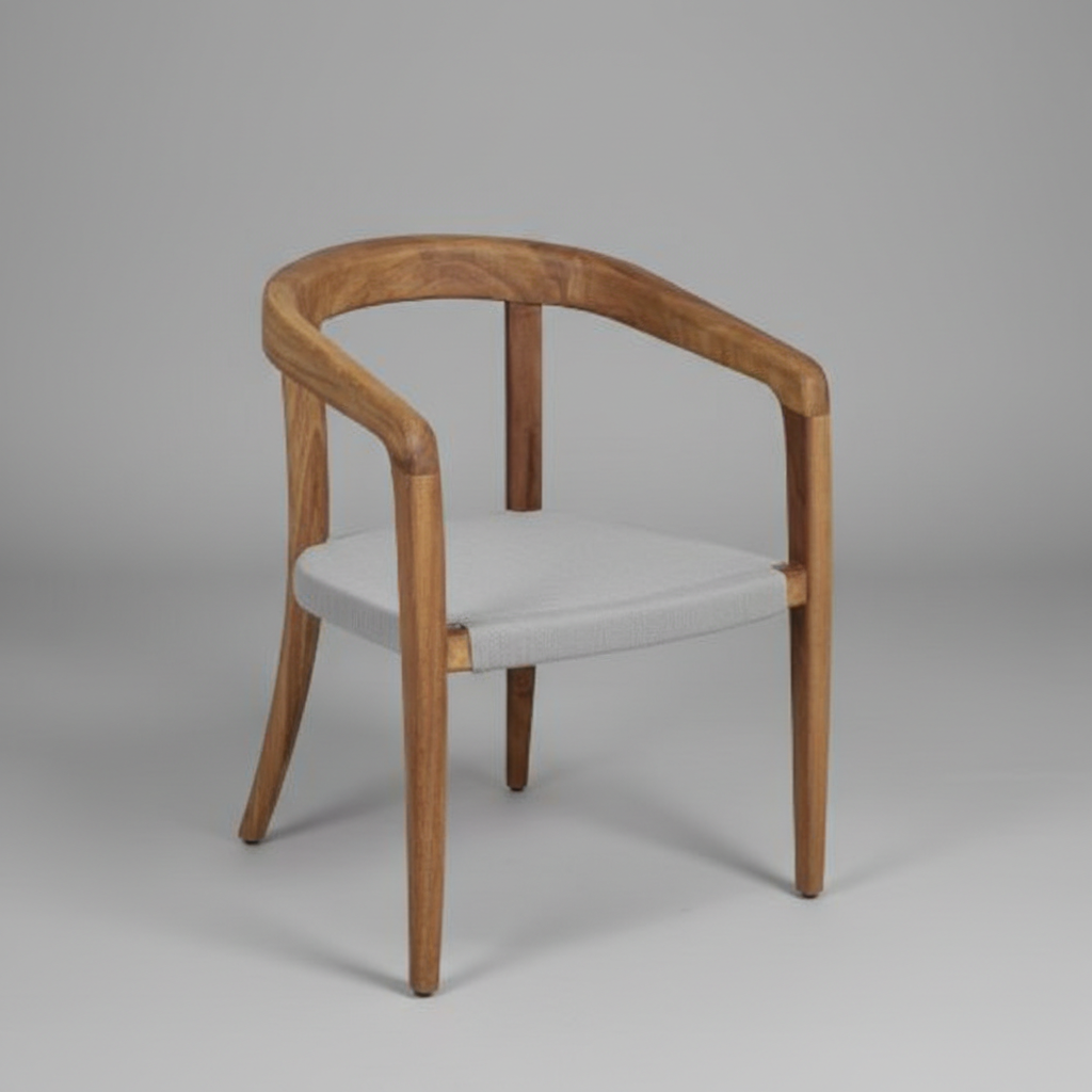 Akasya Ahşap Kollu Örgü Oturaklı Tasarım Sandalye