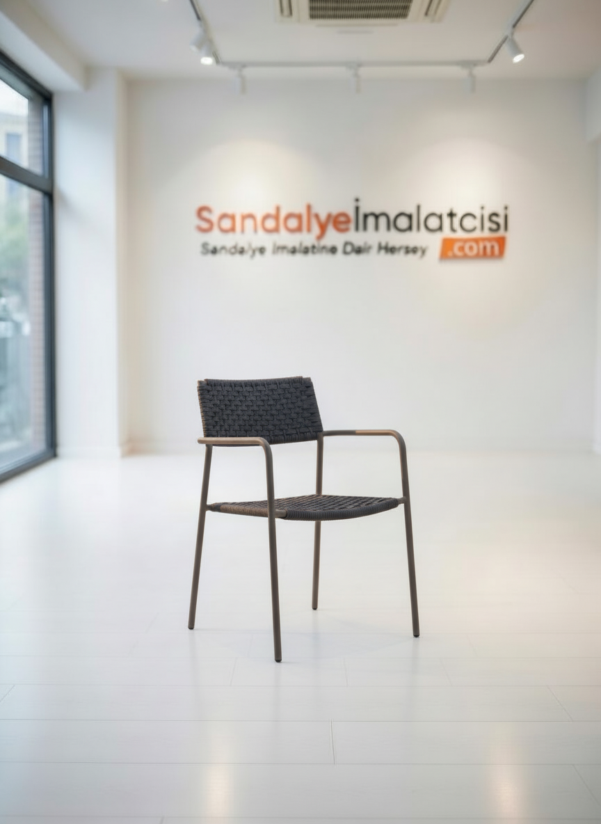 Lina Kollu Örme Metal Sandalye