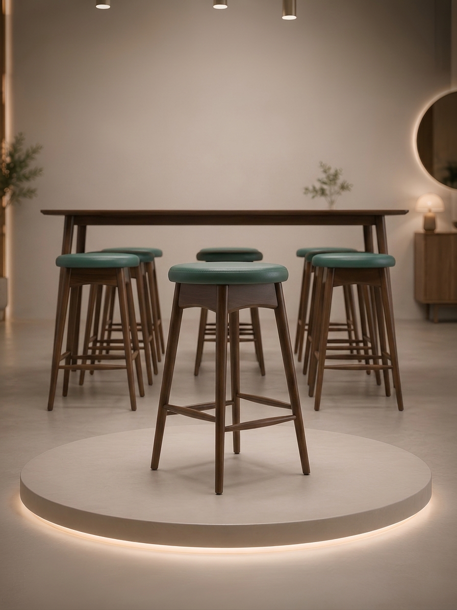 Modern Ahşap Bar Taburesi