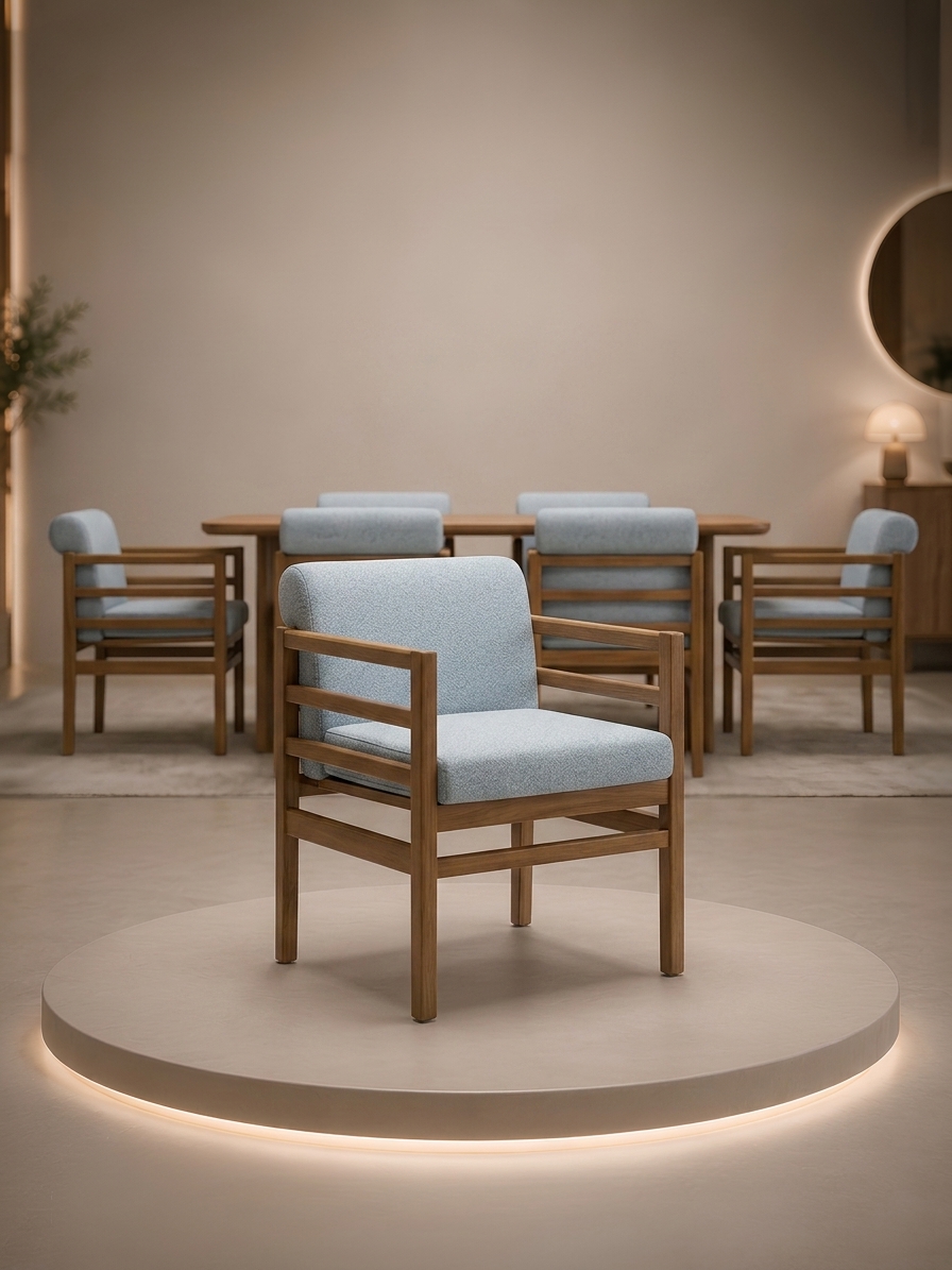 Lumos Ahşap Kollu Restoran Koltuğu