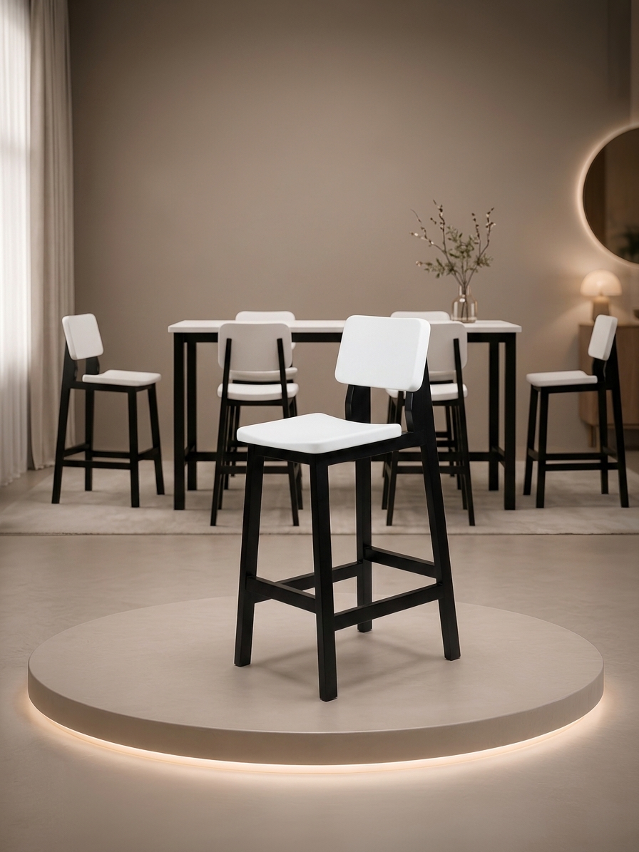 Artemis Masif Ahşap Bar Sandalyesi
