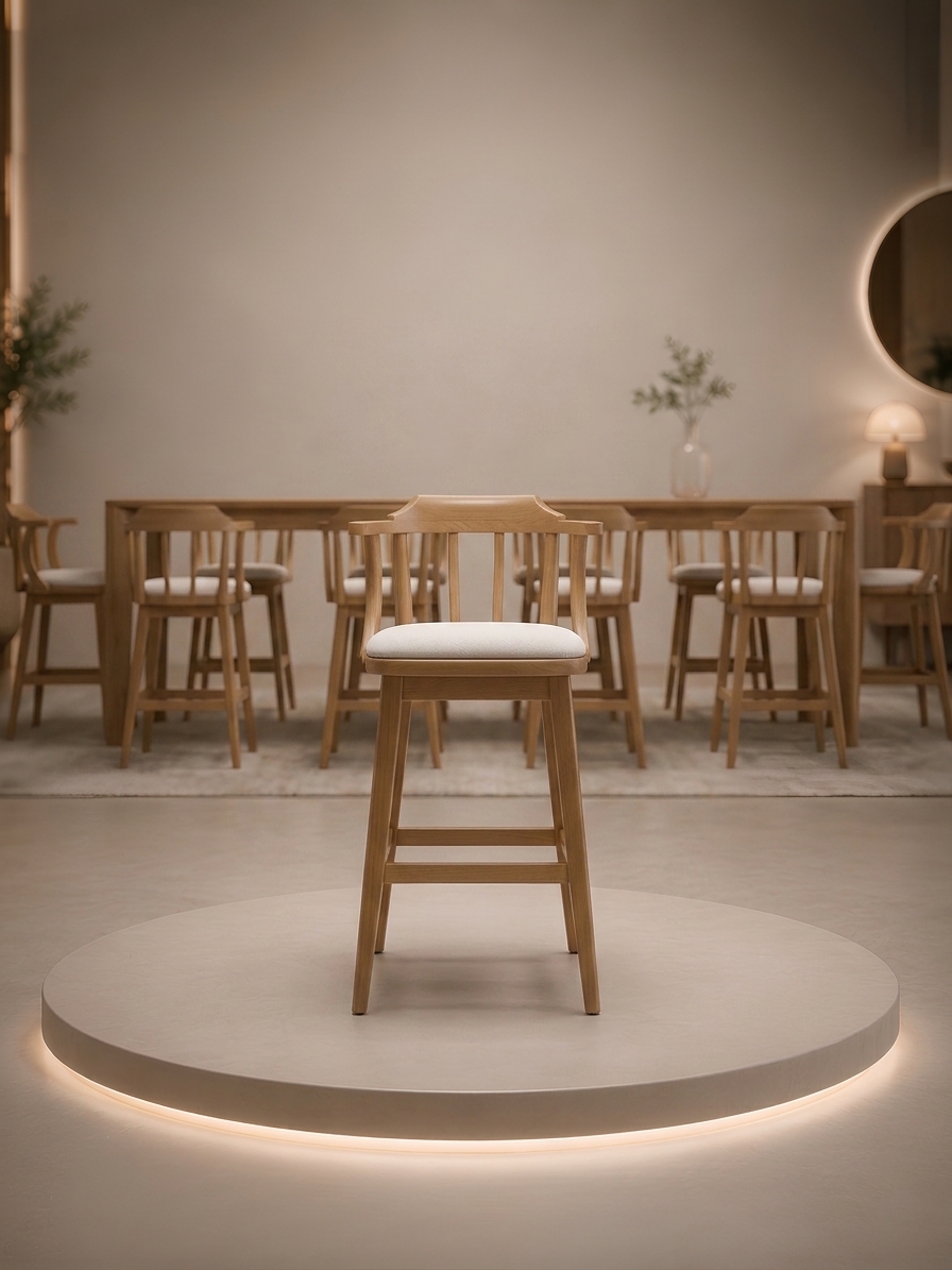 Vesta Ahşap Bar Sandalyesi