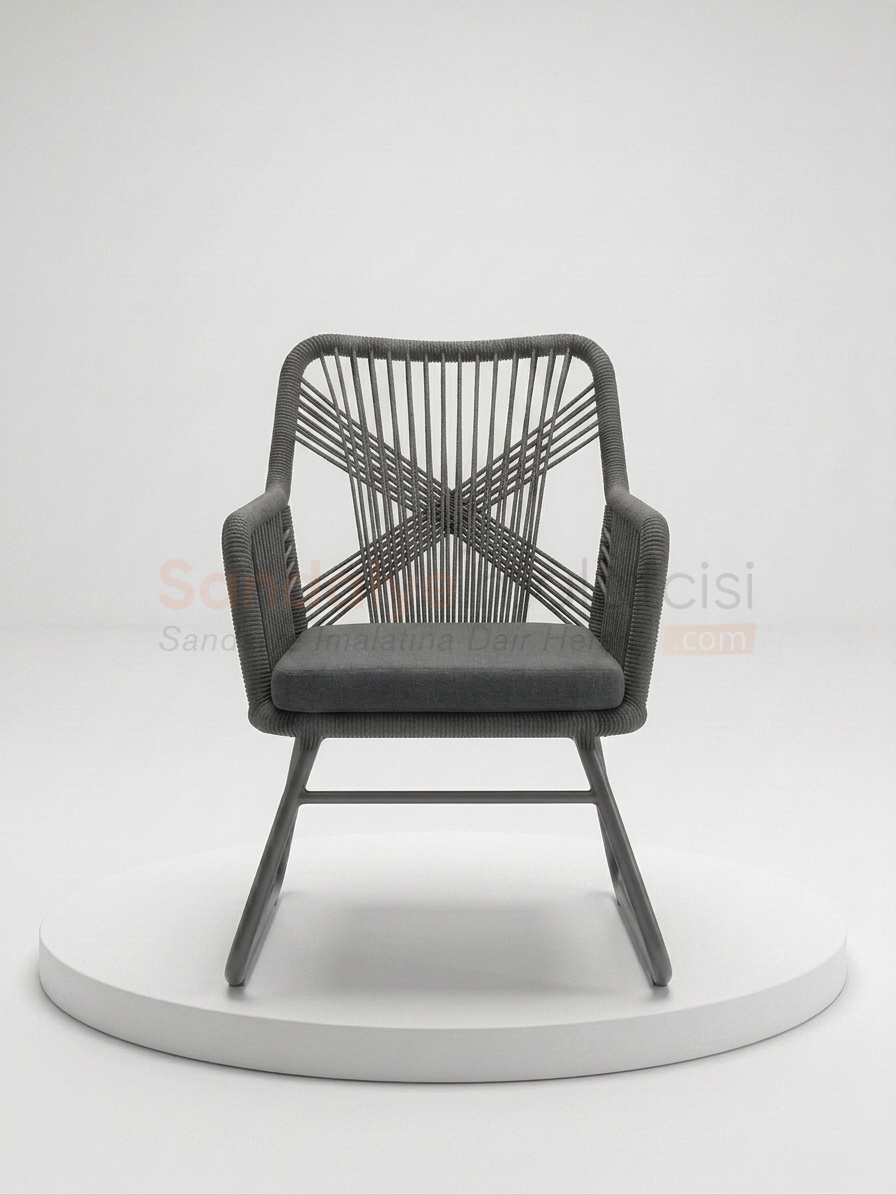 Modern İp Örgü Metal Sandalye
