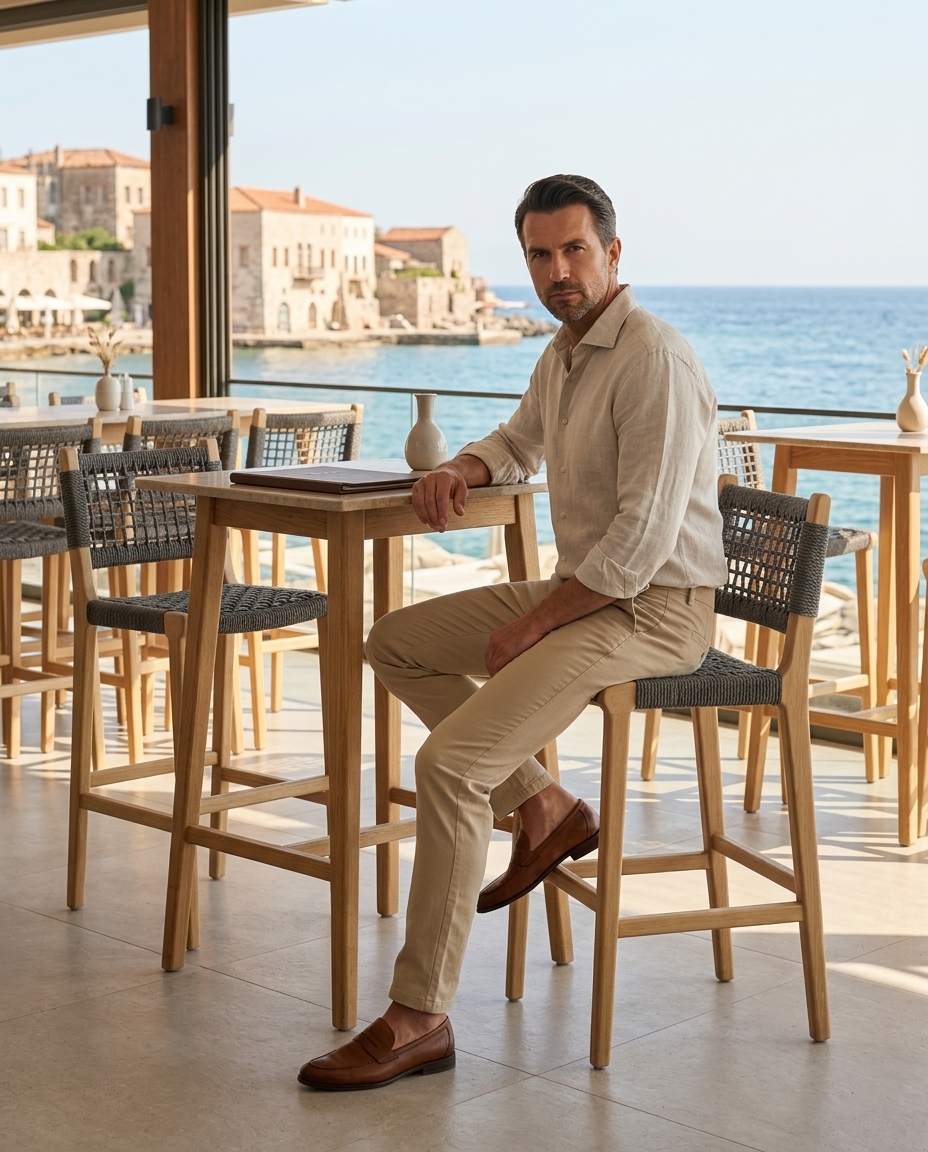 Astra Ahşap Örme Bar Sandalyesi