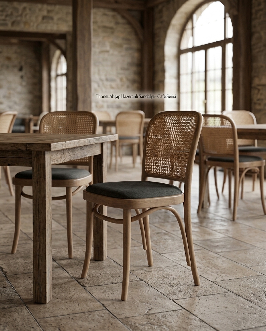Thonet Ahşap Hazeranlı Sandalye