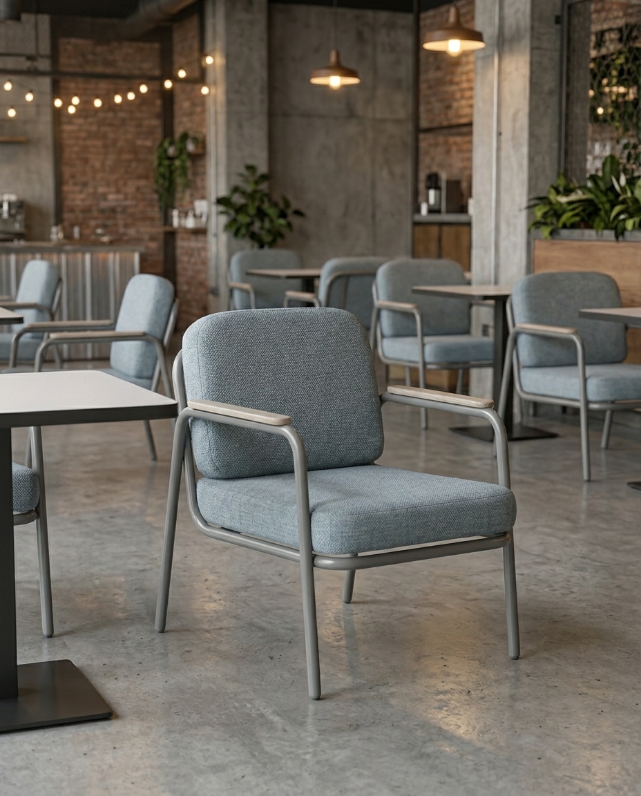 Loft Metal İskeletli Ahşap Detaylı Koltuk