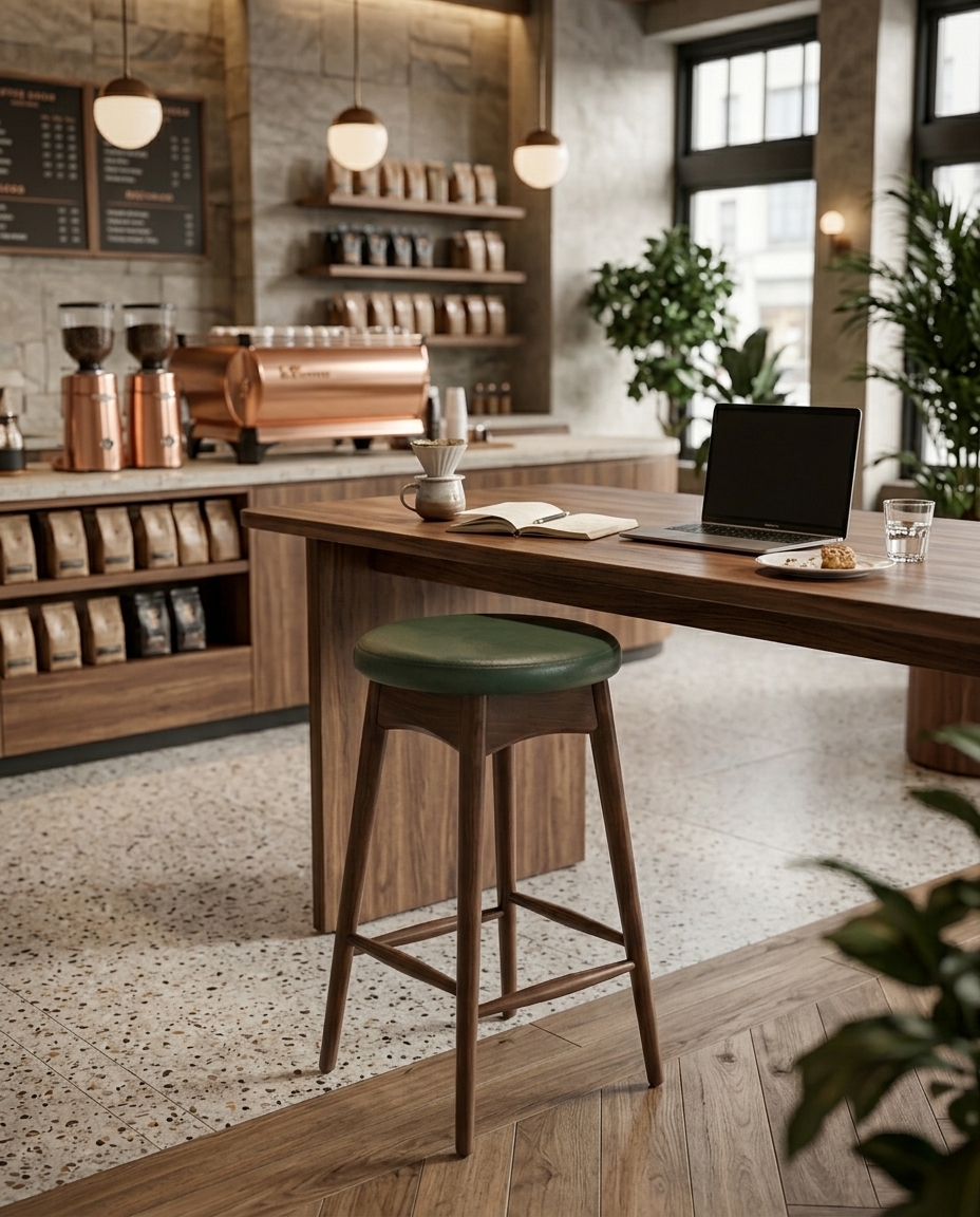 Modern Ahşap Bistro Taburesi