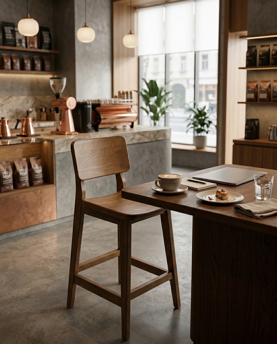 Modern Masif Ahşap Bistro Sandalyesi
