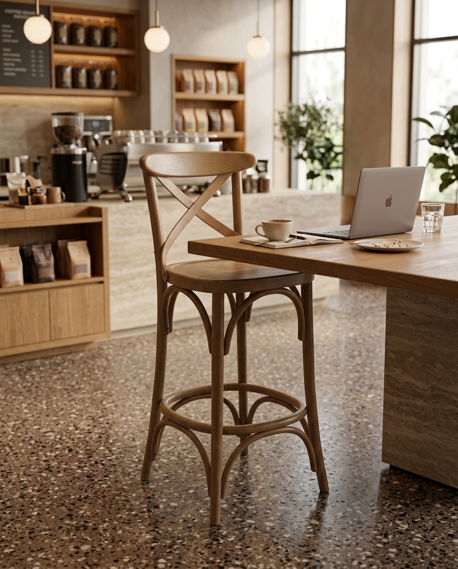 Cross Back Ahşap Bistro Sandalyesi