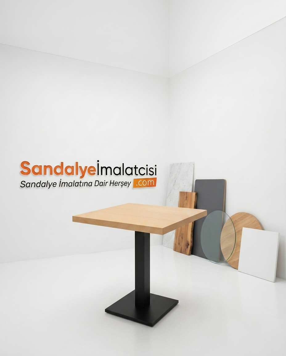 Modern Ahşap Kare Pedestal Masa